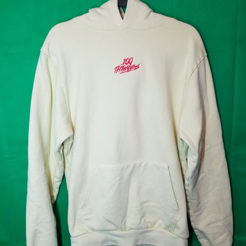100 Thieves Embroidered Hoodie Men's Medium Light Green Optic -EUC